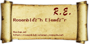 Rosenblüh Elemér névjegykártya